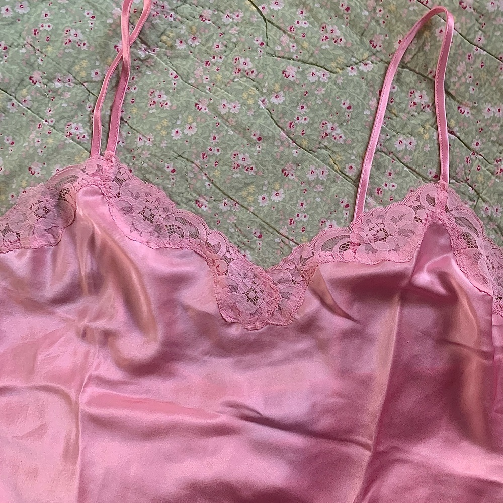 NWOT Warner's Sleepwear  Pink Nightgown Lace V-Neck L